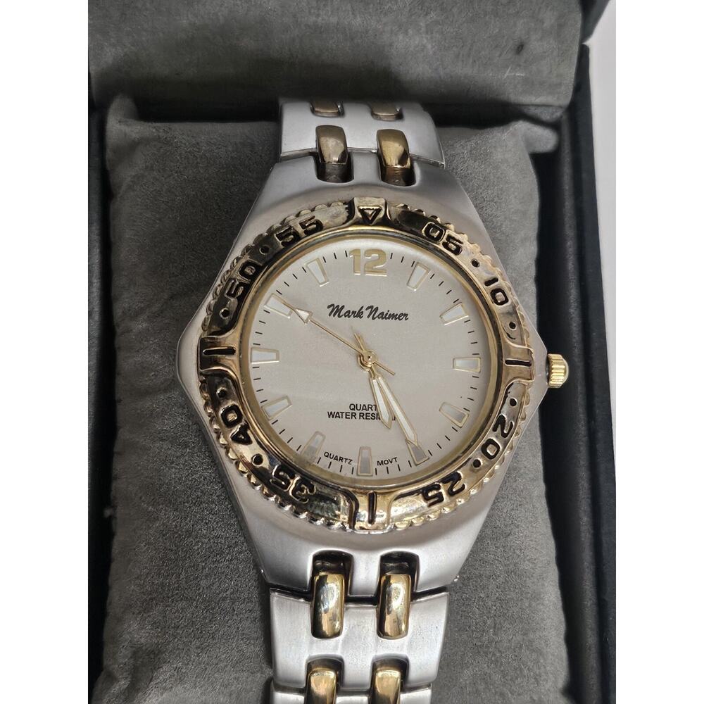 Nice Mark Naimer Mens Quartz Watch Water Resistant Two-Tone NIB New Battery